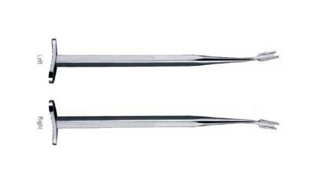 Smillie menisectomy knife protruding beak at base, 175mm long curved right/left